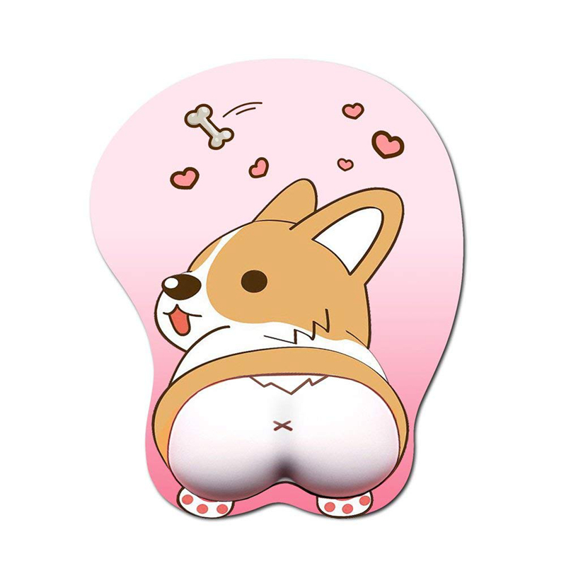 KAL Anime 3D Mouse Pad Ergonomic Soft Silicon Gel Mouse pad with Wrist Support Cute Corgi Dog Mouse Mat for Girls (Pink) Cloth Gel With Rest image17